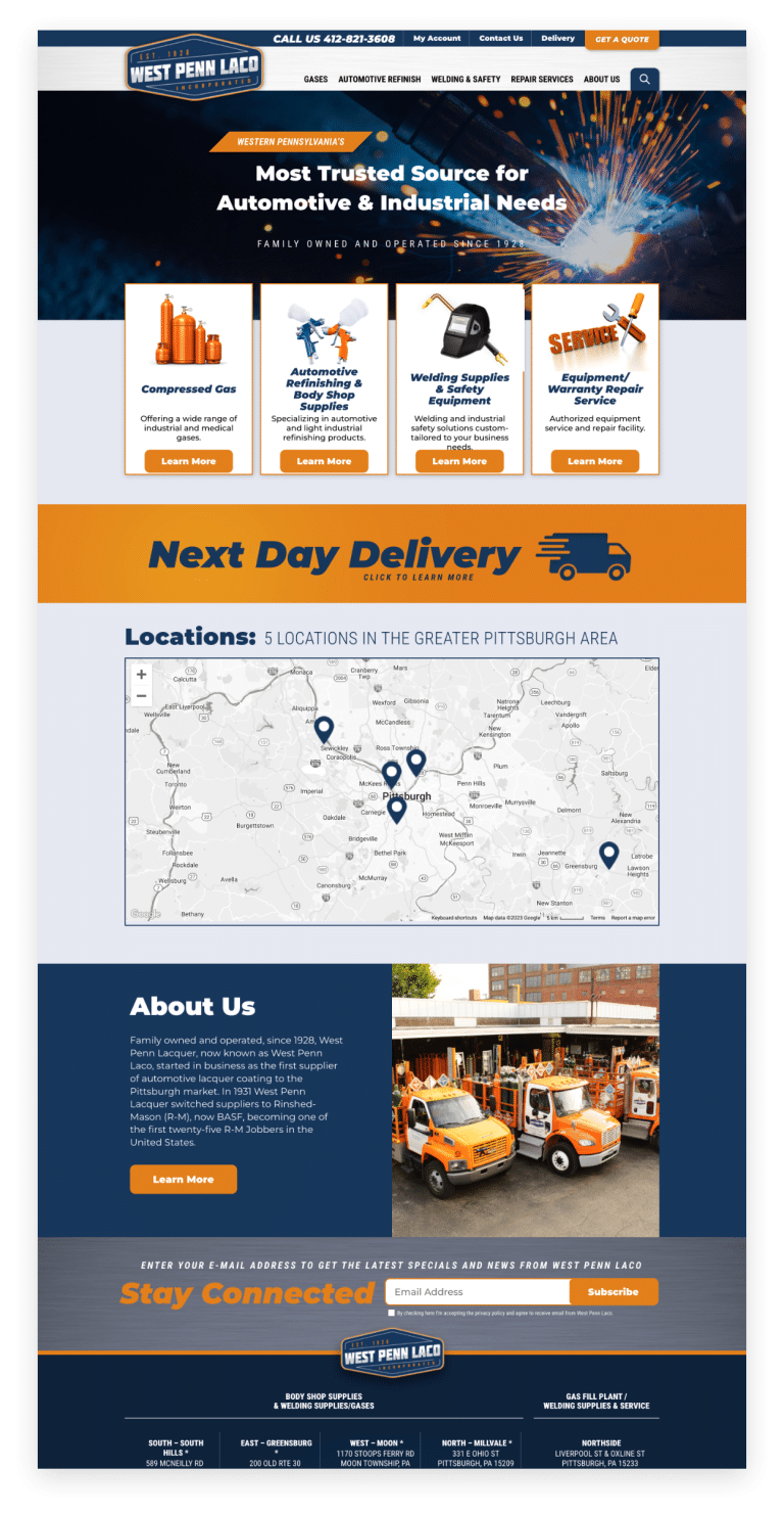 desktop view of a case study showcasing the success stories and exceptional services provided by west penn laco.